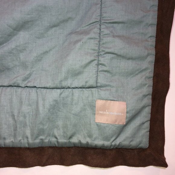 Cocalo Couture Aidan Baby Crib Quilt Blanket Brown Blue Comforter - Picture 5 of 7
